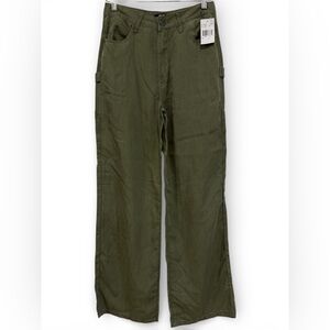 KUT from The Kloth Womens Sienna Super Wide Leg in Olive Carpenter Pants Size 0